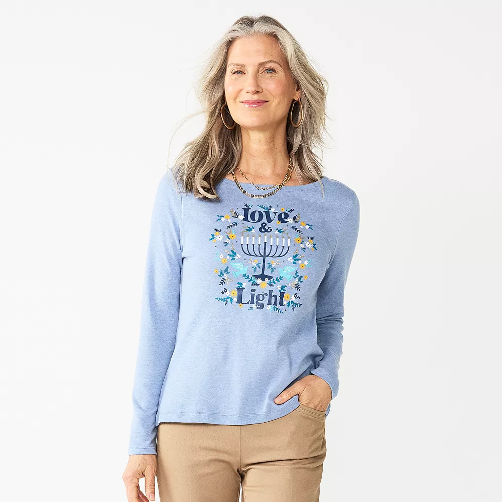 Women's Croft & Barrow® Holiday Long Sleeve Graphic Tee 1 Women's Croft & Barrow® Holiday Long Sleeve Graphic Tee
