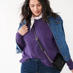 Plus Size Croft & Barrow® Essential Crewneck Long Sleeve Tee -Croft & Barrow Online Store 4470907 ALT2