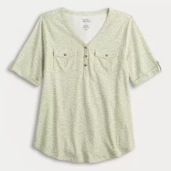 Women's Croft & Barrow® Roll-Tab Utility Henley Top 5 Women's Croft & Barrow® Roll-Tab Utility Henley Top -Croft & Barrow Online Store 4777816 ALT5
