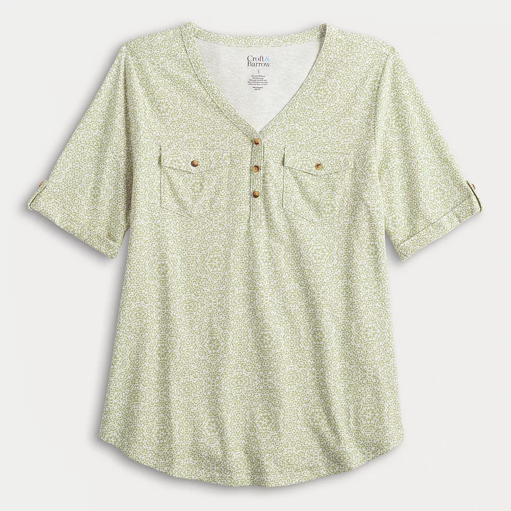 Women's Croft & Barrow® Roll-Tab Utility Henley Top 3 Women's Croft & Barrow® Roll-Tab Utility Henley Top - Image 3