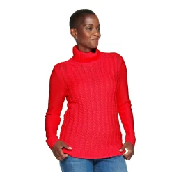 Women's Croft & Barrow® Extra Soft Cable-Knit Turtleneck Sweater