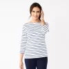 Petite Croft & Barrow® Essential Three Quarter Sleeve Boatneck Top