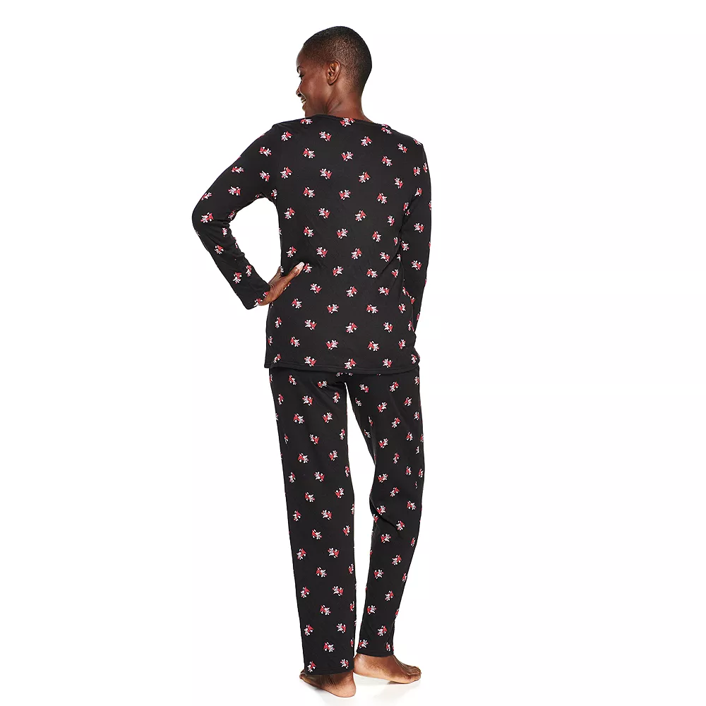 Women's Croft & Barrow® Textured Knit Henley Long Sleeve Pajama Top & Pajama Pants Sleep Set 2 Women's Croft & Barrow® Textured Knit Henley Long Sleeve Pajama Top & Pajama Pants Sleep Set - Image 2