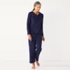 Petite Croft & Barrow® Textured Knit Henley Long Sleeve Pajama Top & Pajama Pants Set