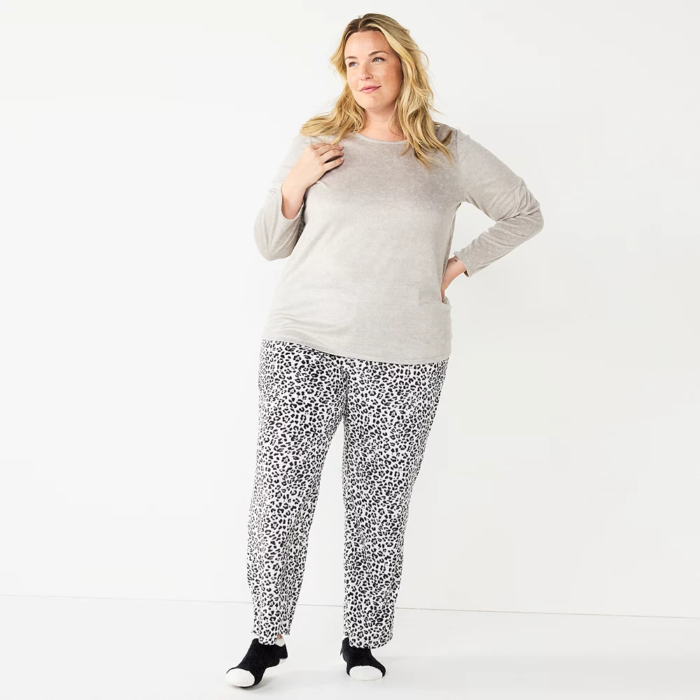 Plus Size Croft & Barrow® Velour Long Sleeve Pajama Top & Pajama Pants Set 1 Plus Size Croft & Barrow® Velour Long Sleeve Pajama Top & Pajama Pants Set