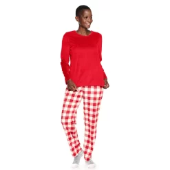 Petite Croft & Barrow® Velour Long Sleeve Pajama Top & Pajama Pants Set