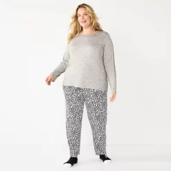 Plus Size Croft & Barrow® Long Sleeve Pajama Top & Pajama Pants Set