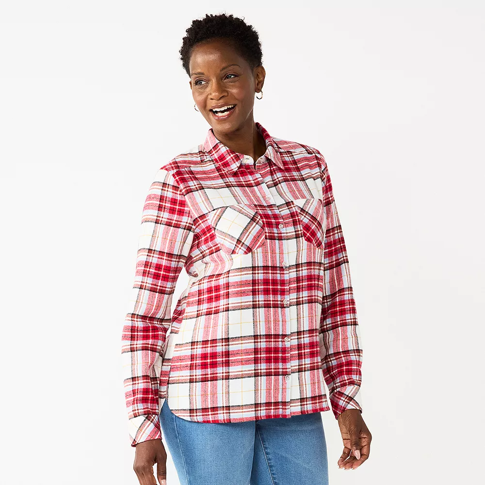 Women's Croft & Barrow® The Extra Soft Plaid Flannel Shirt 1 Women's Croft & Barrow® The Extra Soft Plaid Flannel Shirt