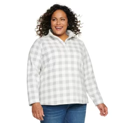Plus Size Croft & Barrow® Snap-Neck Microfleece Top
