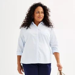 Plus Size Croft & Barrow® Essential Comfort Stretch Shirt