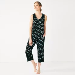 Petite Croft & Barrow® Pajama Tank & Pajama Capri Pants Sleep Set