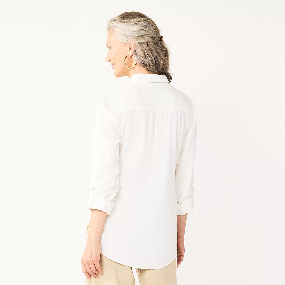 Women's Croft & Barrow® Linen-Blend Popover Tunic 2 Women's Croft & Barrow® Linen-Blend Popover Tunic - Image 2