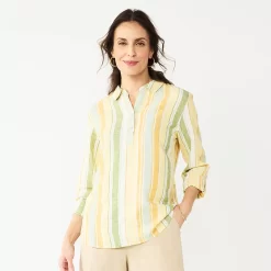 Women's Croft & Barrow® Linen-Blend Popover Tunic