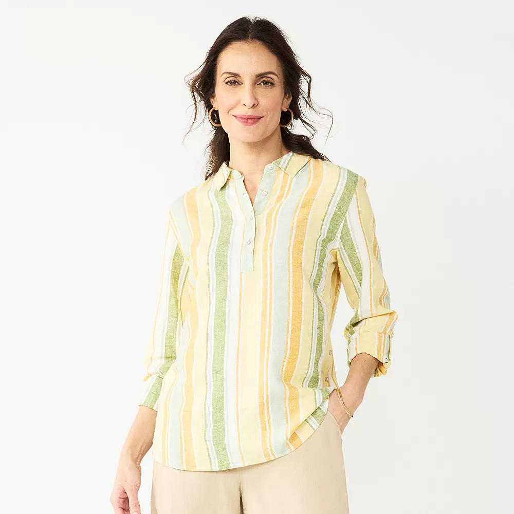 Women's Croft & Barrow® Linen-Blend Popover Tunic 1 Women's Croft & Barrow® Linen-Blend Popover Tunic