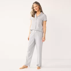 Women's Croft & Barrow® Short Sleeve Pajama Shirt & Pajama Pants Sleep Set -Croft & Barrow Online Store 5567538 ALT2