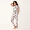 Petite Croft & Barrow® Short Sleeve Pajama Shirt & Pajama Pants Sleep Set