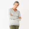 Women's Croft & Barrow® Classic V-Neck Cable Sweater