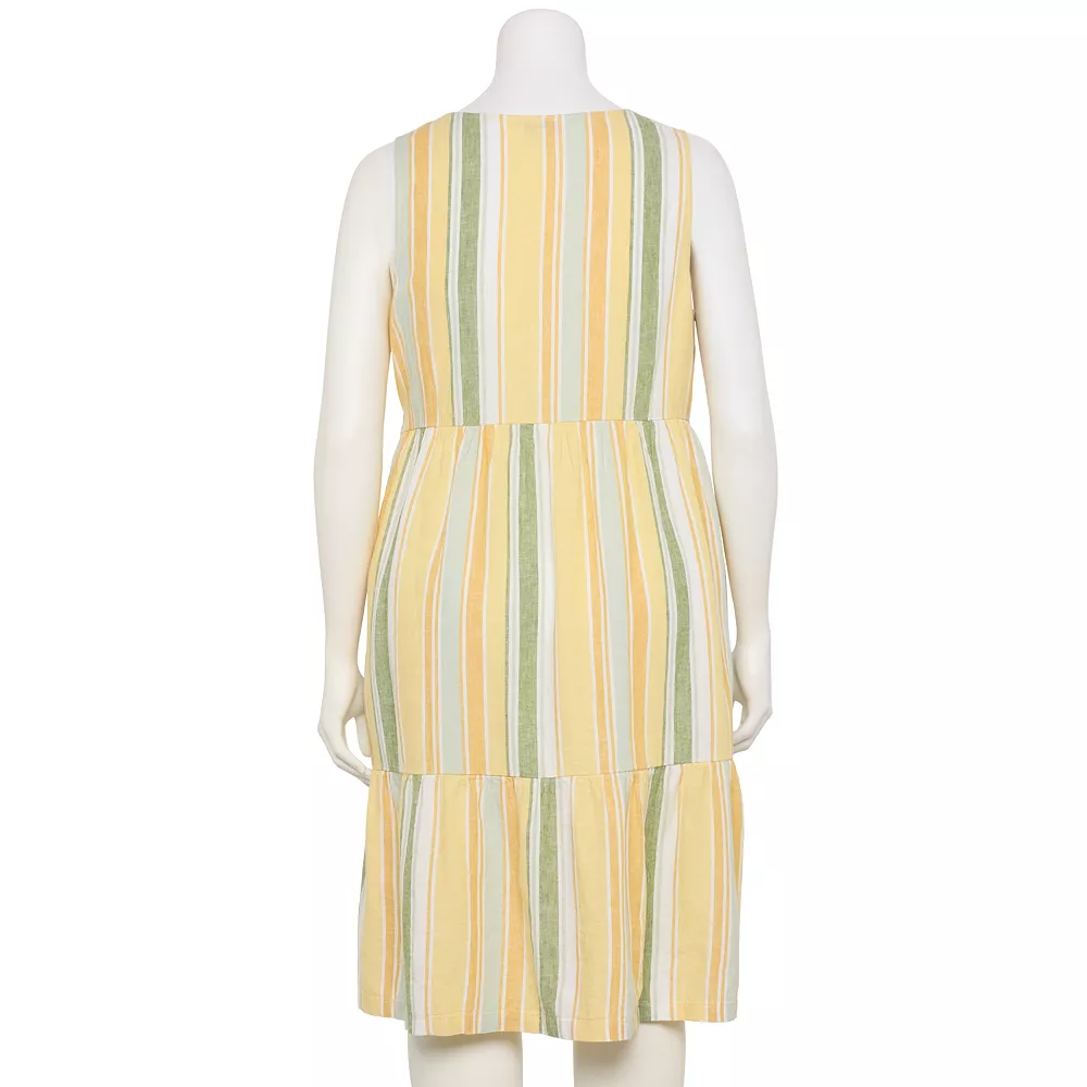 Plus Size Croft & Barrow® Sleeveless Tiered Linen Dress 2 Plus Size Croft & Barrow® Sleeveless Tiered Linen Dress - Image 2
