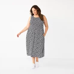 Plus Size Croft & Barrow® Smocked Swing Midi Dress