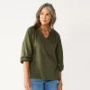 Petite Croft & Barrow® Three Quarter Sleeve Peasant Top