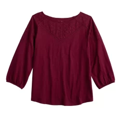 Women's Croft & Barrow® Three Quarter Sleeve Eyelet Yoke Top 5 Women's Croft & Barrow® Three Quarter Sleeve Eyelet Yoke Top -Croft & Barrow Online Store 5634598 ALT5