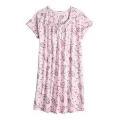 Women's Croft & Barrow® Cozy Short Sleeve Smocked Nightgown -Croft & Barrow Online Store 5637631 ALT5