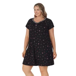 Plus Size Croft & Barrow® Cozy Short Sleeve Smocked Nightgown -Croft & Barrow Online Store 5637632 ALT2