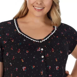 Plus Size Croft & Barrow® Cozy Short Sleeve Smocked Nightgown -Croft & Barrow Online Store 5637632 ALT3