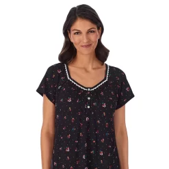Petite Croft & Barrow® Cozy Short Sleeve Smocked Nightgown -Croft & Barrow Online Store 5637633 ALT2