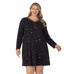 Plus Size Croft & Barrow® Cozy Long Sleeve Smocked Nightgown -Croft & Barrow Online Store 5637636 ALT3