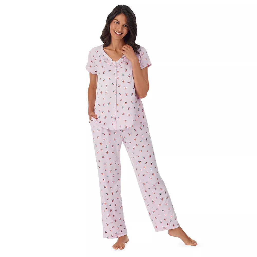 Women's Croft & Barrow® Cozy Short Sleeve Button-Front Pajama Top & Pajama Pants Sleep Set 1 Women's Croft & Barrow® Cozy Short Sleeve Button-Front Pajama Top & Pajama Pants Sleep Set