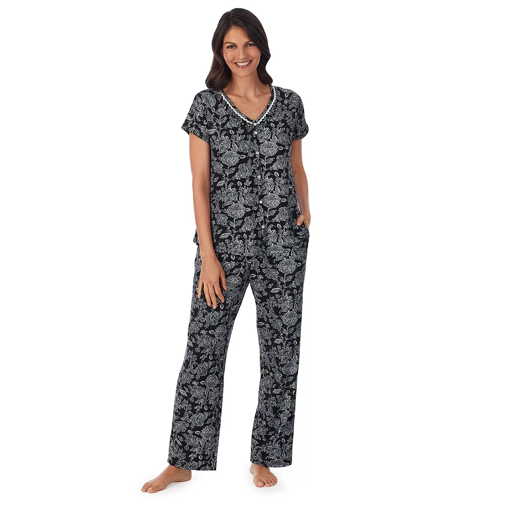Petite Croft & Barrow® Cozy Short Sleeve Button-Front Pajama Top & Pajama Pants Sleep Set 1 Petite Croft & Barrow® Cozy Short Sleeve Button-Front Pajama Top & Pajama Pants Sleep Set