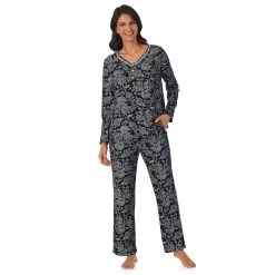 Women's Croft & Barrow® Cozy Long Sleeve Pajama Top & Pajama Pants Sleep Set
