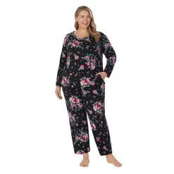 Plus Size Croft & Barrow® Cozy Long Sleeve Pajama Top & Pajama Pants Sleep Set