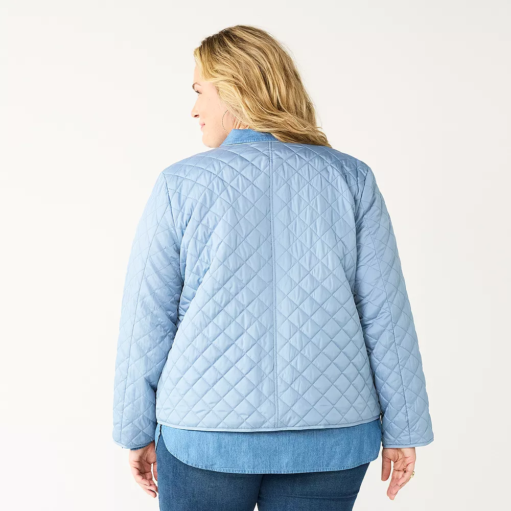 Plus Size Croft & Barrow® Quilted Snap-Front Jacket 2 Plus Size Croft & Barrow® Quilted Snap-Front Jacket - Image 2