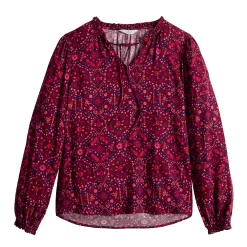 Women's Croft & Barrow® Tiered Textured Blouse -Croft & Barrow Online Store 5659396 ALT5