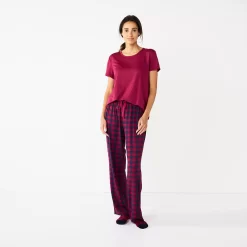 Women's Croft & Barrow® Short Sleeve Pajama Top & Pajama Pants Sleep Set -Croft & Barrow Online Store 5666788 ALT2