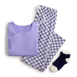 Women's Croft & Barrow® Short Sleeve Pajama Top & Pajama Pants Sleep Set -Croft & Barrow Online Store 5666788 ALT5