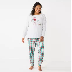 Plus Size Croft & Barrow® Long Sleeve Pajama Top & Pajama Pants Sleep Set