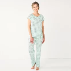 Croft & Barrow Online Store 27 Women's Croft & Barrow® Short Sleeve Pajama Top & Pajama Pants Cotton Sleep Set