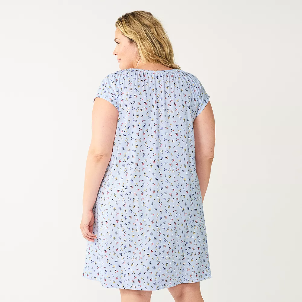 Plus Size Croft & Barrow® Short Sleeve Cotton Nightgown 2 Plus Size Croft & Barrow® Short Sleeve Cotton Nightgown - Image 2