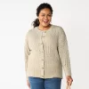 Plus Size Croft & Barrow® Stitch Crewneck Cardigan