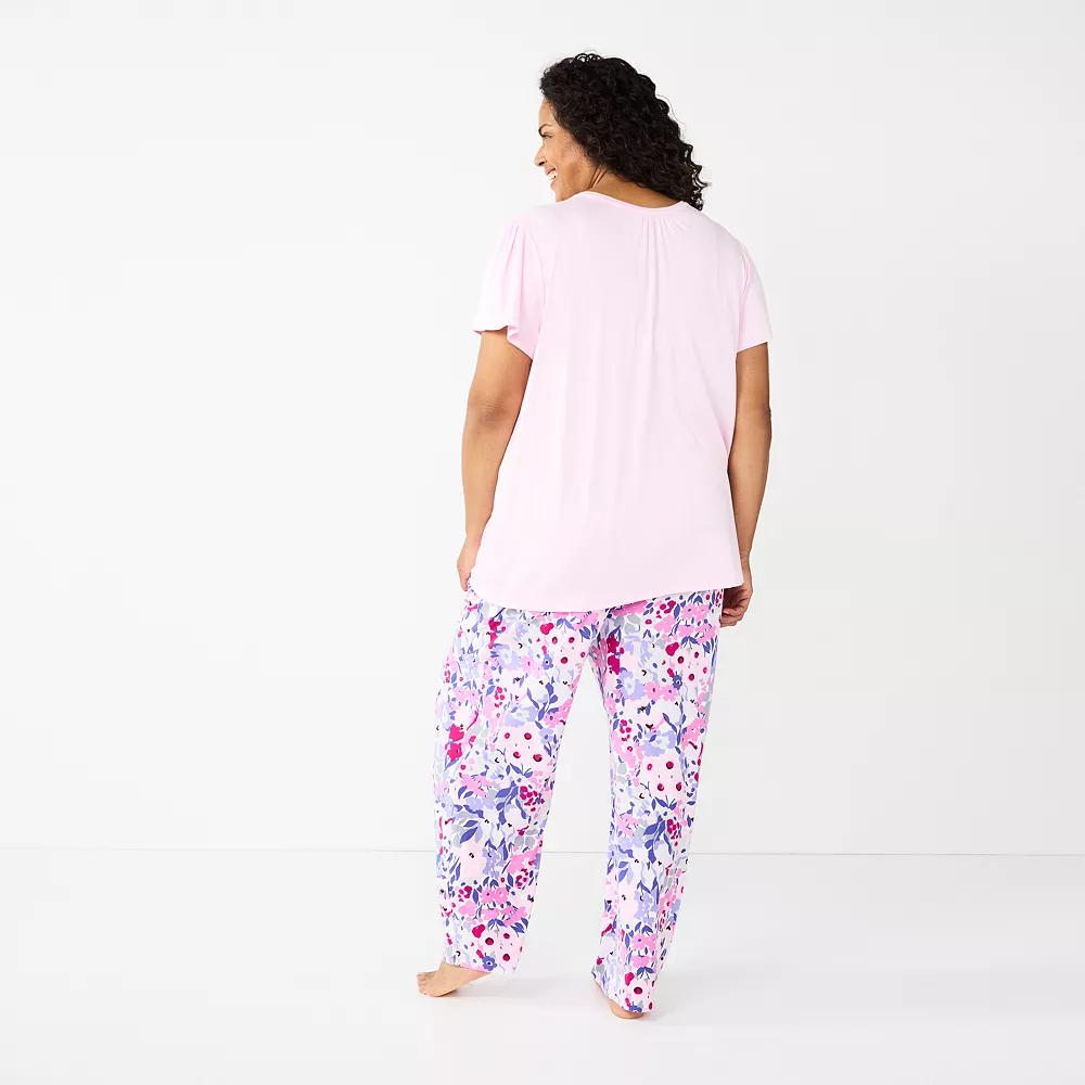 Plus Size Croft & Barrow® Short Sleeve Henley Pajama Top & Pajama Pants Sleep Set 2 Plus Size Croft & Barrow® Short Sleeve Henley Pajama Top & Pajama Pants Sleep Set - Image 2