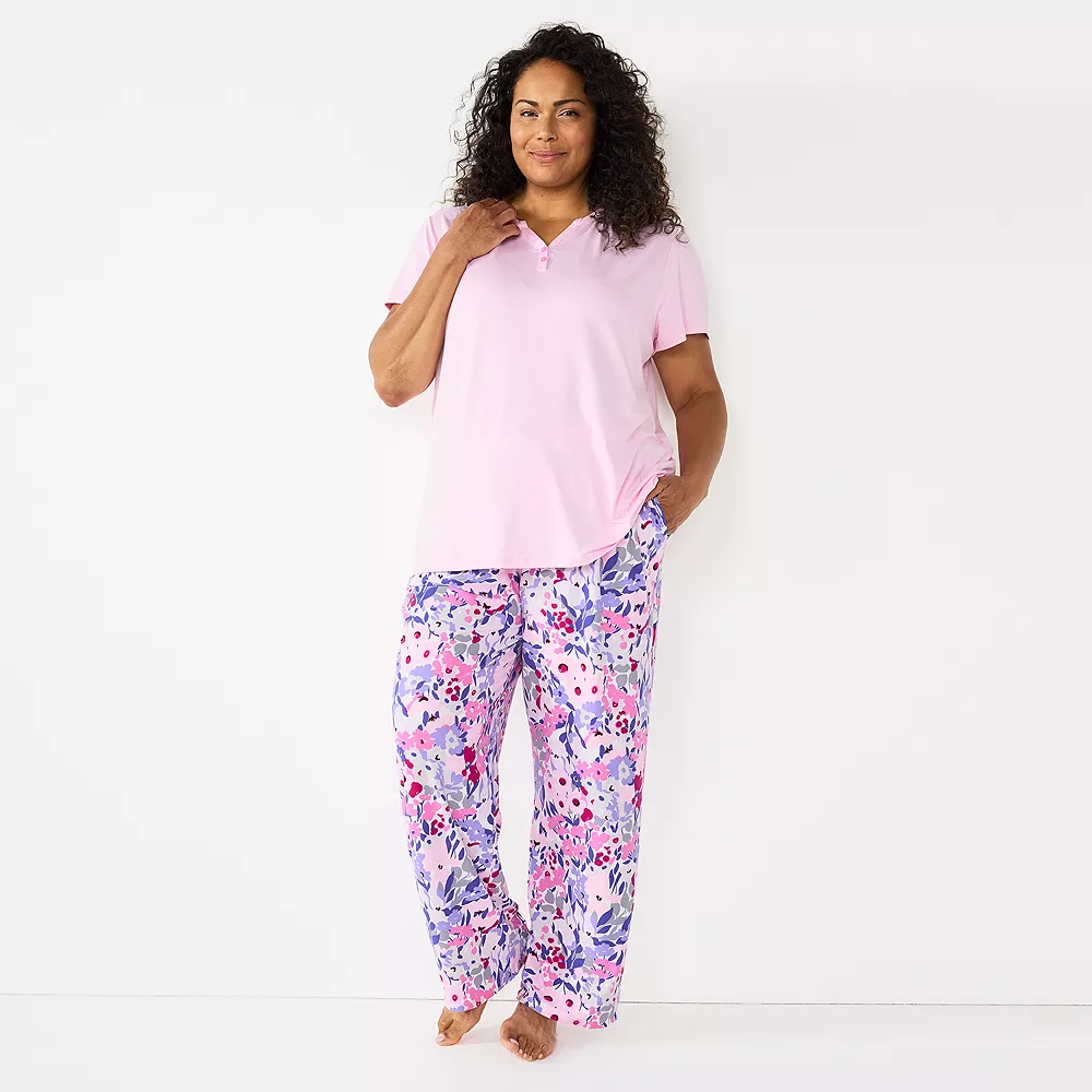 Plus Size Croft & Barrow® Short Sleeve Henley Pajama Top & Pajama Pants Sleep Set 1 Plus Size Croft & Barrow® Short Sleeve Henley Pajama Top & Pajama Pants Sleep Set