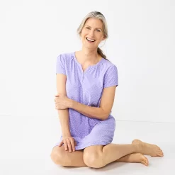 Women's Croft & Barrow® Short Sleeve Henley Short Sleeve Nightgown -Croft & Barrow Online Store 5774133 ALT2