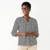 Petite Croft & Barrow® Splitneck Pintuck Blouse