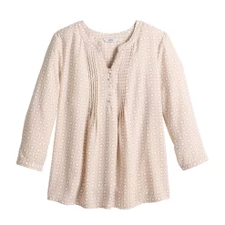 Women's Croft & Barrow® Splitneck Pintuck Blouse -Croft & Barrow Online Store 5777321 ALT5