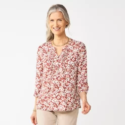 Croft & Barrow Online Store 10 Women's Croft & Barrow® Splitneck Pintuck Blouse