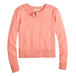 Women's Croft & Barrow® Crewneck Puff Sleeve Cardigan -Croft & Barrow Online Store 5795189 ALT5