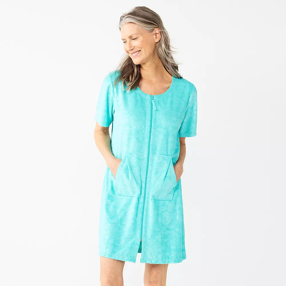 Women's Croft & Barrow® Short Sleeve French Terry Zip Robe 1 Women's Croft & Barrow® Short Sleeve French Terry Zip Robe